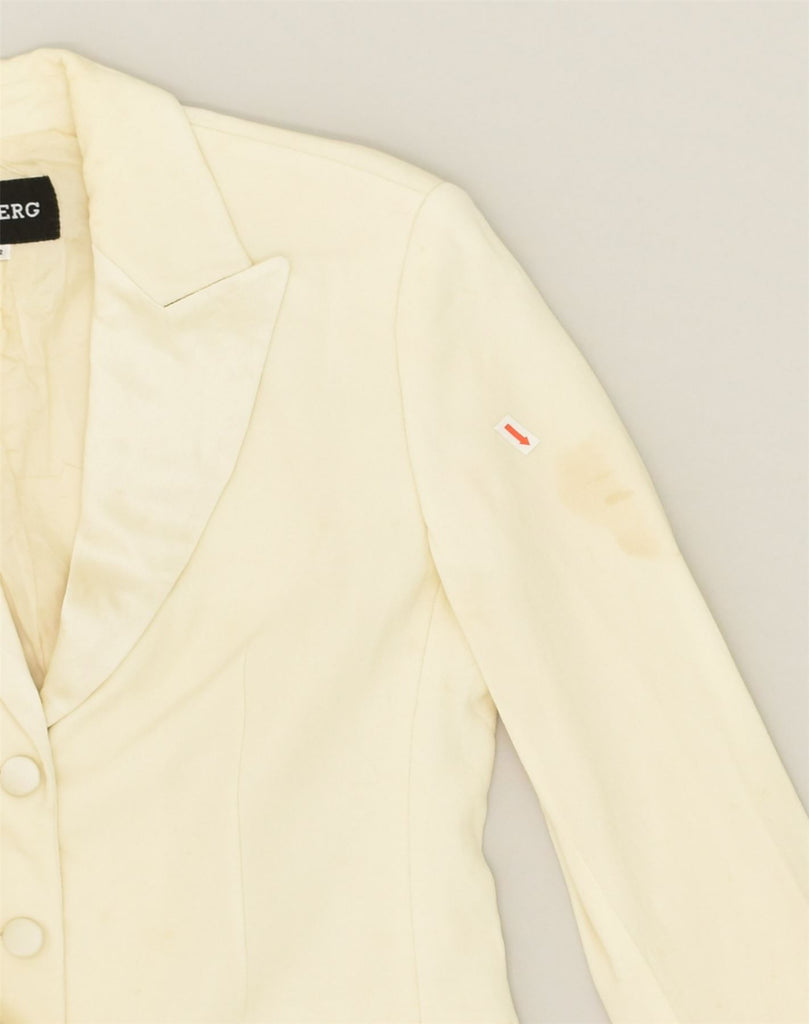 ICEBERG Womens 3 Button Blazer Jacket IT 42 Medium Off White Acetate | Vintage Iceberg | Thrift | Second-Hand Iceberg | Used Clothing | Messina Hembry 