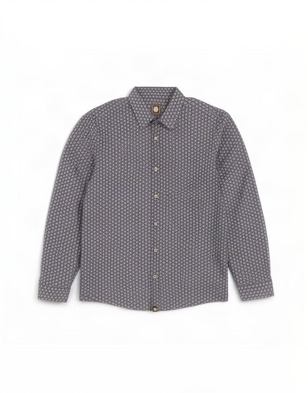 Pretty Green Mens Classic Fit Shirt Small Blue Geometric Cotton