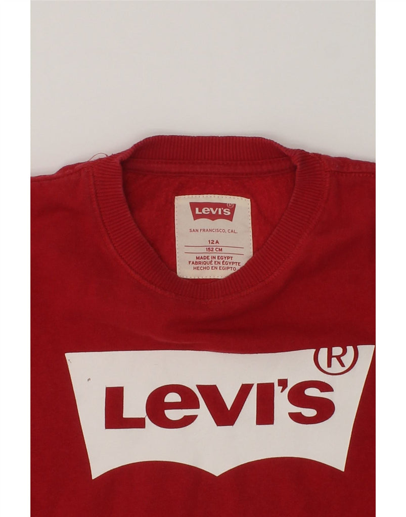 LEVI'S Girls Graphic Sweatshirt Jumper 11-12 Years Red Cotton | Vintage Levi's | Thrift | Second-Hand Levi's | Used Clothing | Messina Hembry 