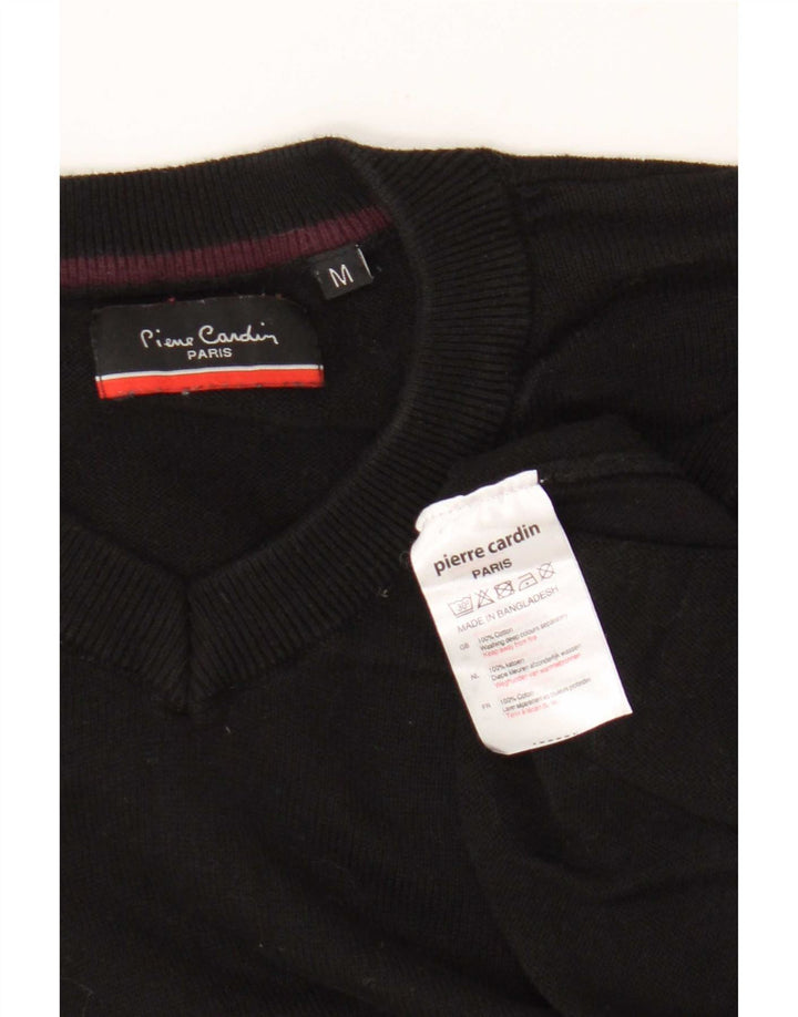 Pierre Cardin Mens Regular Fit V-Neck Jumper Sweater Medium Black Cotton