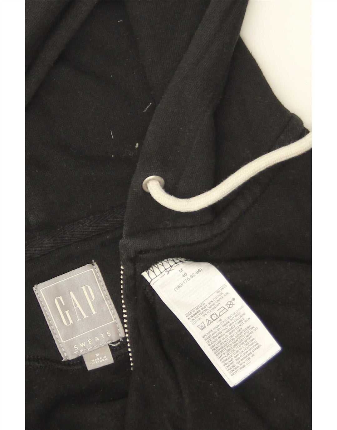 Gap Mens Graphic Zip Hoodie Sweater Medium Black Cotton