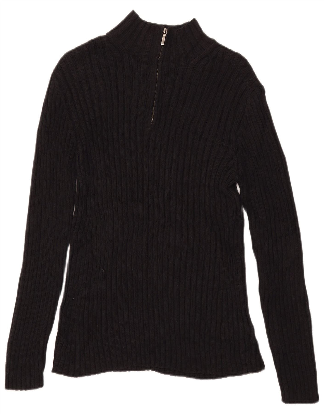 Ralph Lauren Womens Zip Neck Jumper Sweater UK 12 Medium Black Cotton