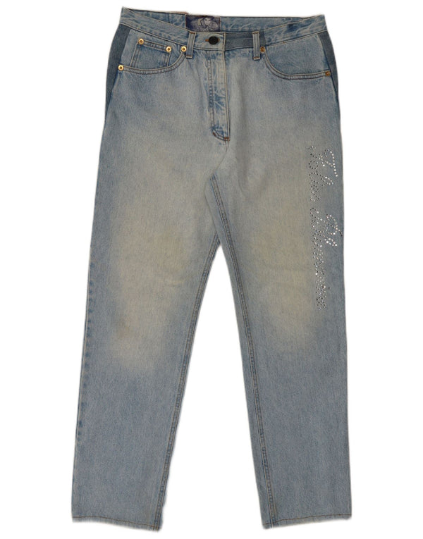 Blumarine Womens Graphic High Waist Jeans IT 46 Large W32 L29 Blue Cotton
