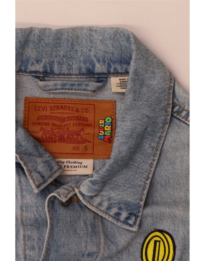 Levi's Girls Graphic Denim Jacket 13-14 Years Small Blue Cotton