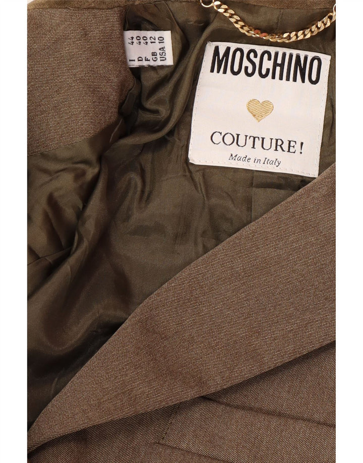 MOSCHINO Womens 3 Button 2 Piece Skirt Set UK 12 Medium W28 Brown Classic