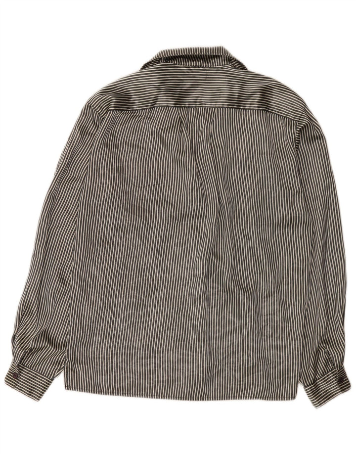 Windsmoor Womens Shirt Blouse US 10 Large Grey Striped Polyester