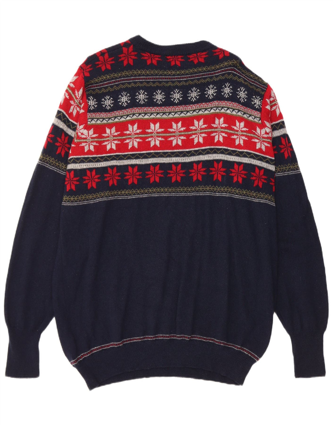 Marks & Spencer Mens Crew Neck Jumper Sweater Large Navy Blue Fair Isle