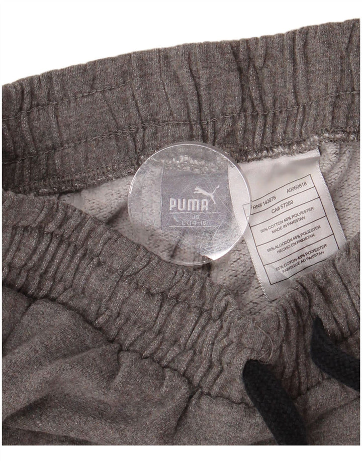 PUMA Boys Tracksuit Trousers 14-15 Years Large Grey Striped Cotton