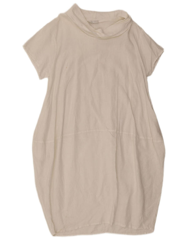 Vintage Womens Bubble Dress UK 12 Medium White Linen