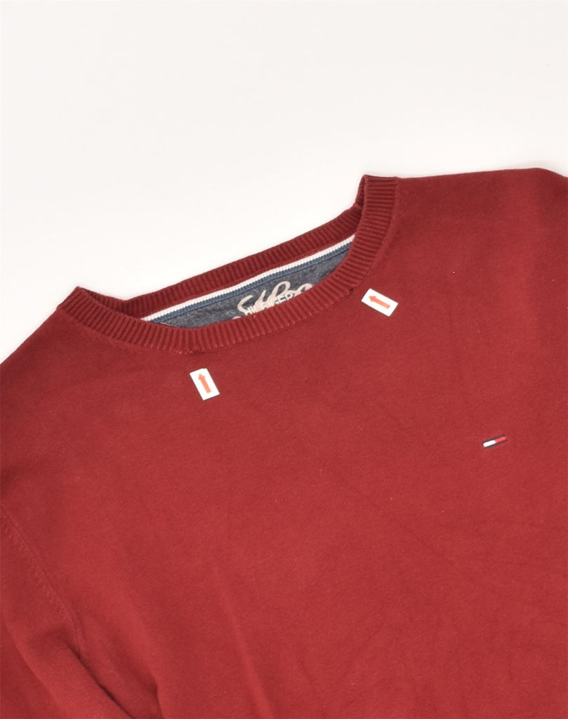 TOMMY HILFIGER Mens Sweatshirt Jumper Small Maroon Cotton | Vintage Tommy Hilfiger | Thrift | Second-Hand Tommy Hilfiger | Used Clothing | Messina Hembry 