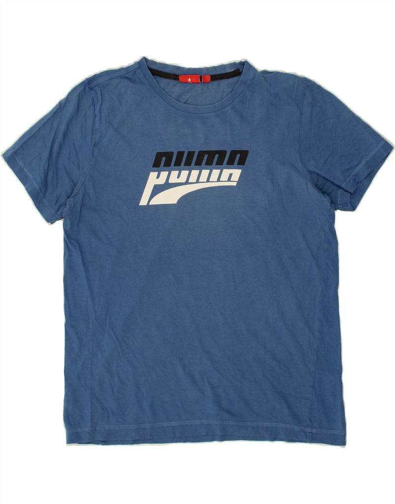 PUMA Mens Graphic T-Shirt Top Medium Navy Blue | Vintage Puma | Thrift | Second-Hand Puma | Used Clothing | Messina Hembry 