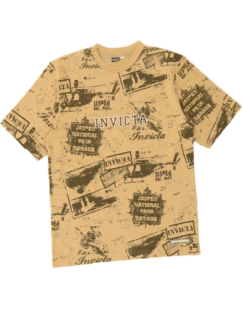 INVICTA Mens Graphic T-Shirt Top Large Beige Cotton Vintage Invicta and Second-Hand Invicta from Messina Hembry 