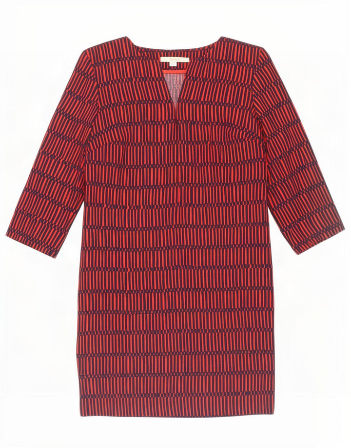 Boden Womens 3/4 Sleeve Shift Dress UK 8 Small Red Geometric Polyester