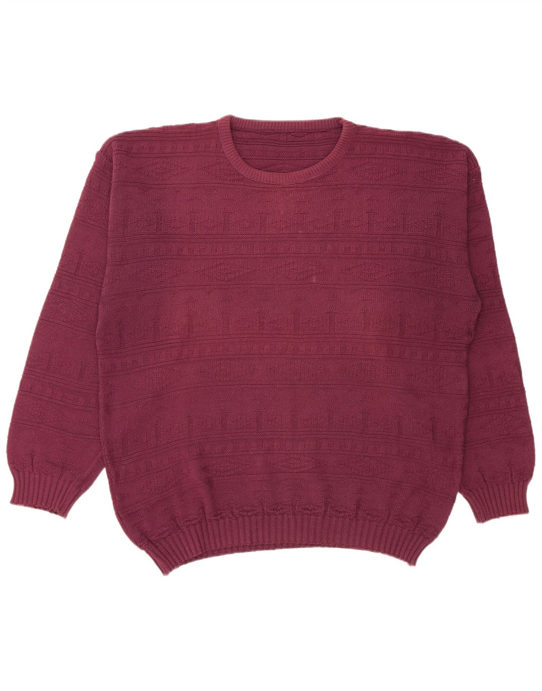 VINTAGE Mens Crew Neck Jumper Sweater Large Burgundy