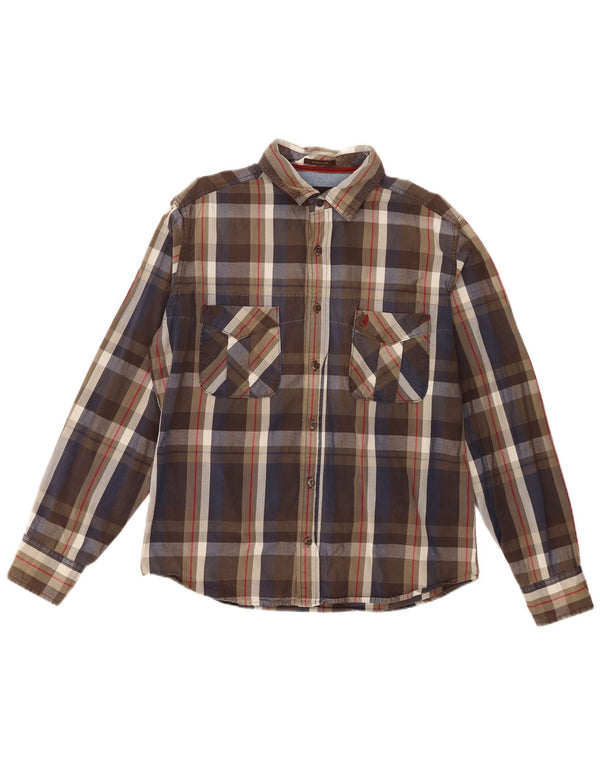 Marlboro Classics Mens Regular Fit Shirt Large Brown Check Cotton