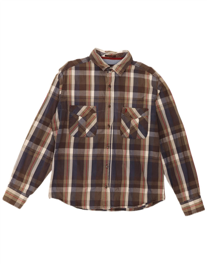 Marlboro Classics Mens Regular Fit Shirt Large Brown Check Cotton