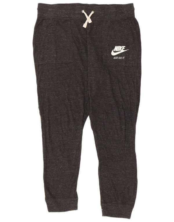 Nike Womens Graphic Tracksuit Trousers Joggers UK 16 Large Grey Flecked