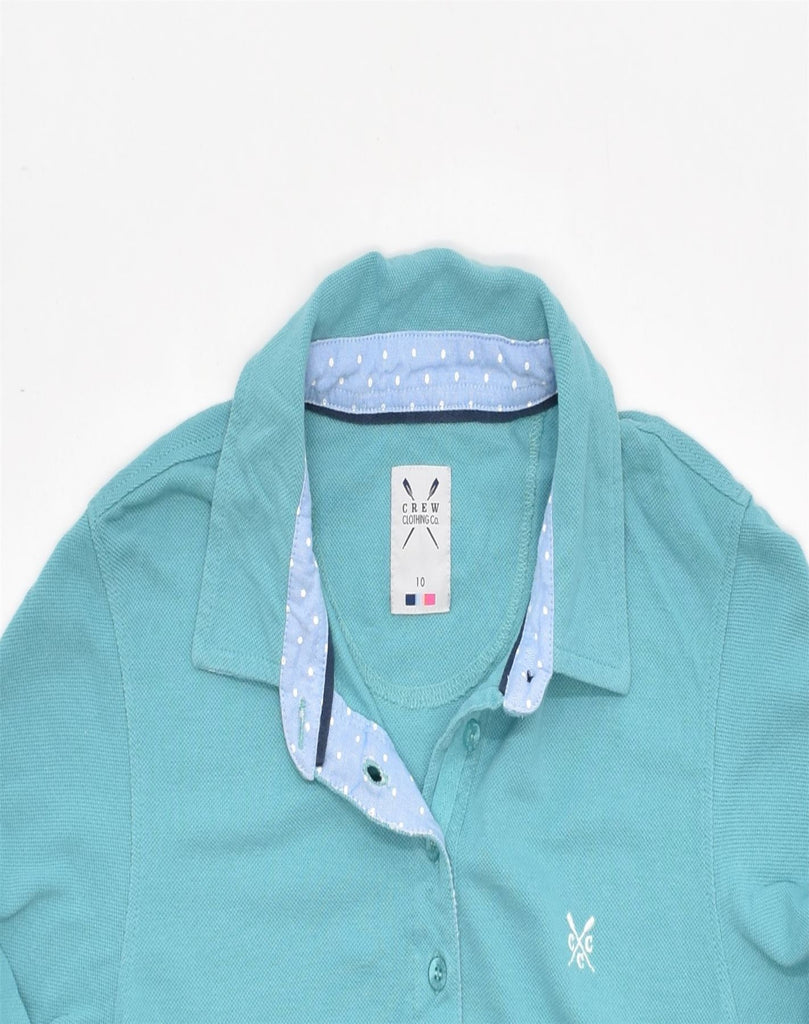 CREW CLOTHING Womens Polo Shirt UK 10 Small Turquoise Cotton | Vintage | Thrift | Second-Hand | Used Clothing | Messina Hembry 