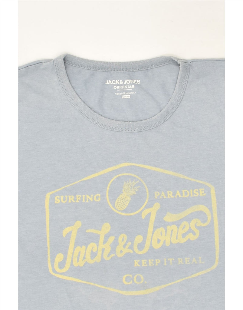 JACK & JONES Mens Originals Slim Fit Graphic T-Shirt Top Large Blue Cotton | Vintage Jack & Jones | Thrift | Second-Hand Jack & Jones | Used Clothing | Messina Hembry 