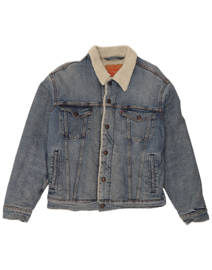 Levi's Mens Sherpa Denim Jacket UK 36 Small Blue Cotton