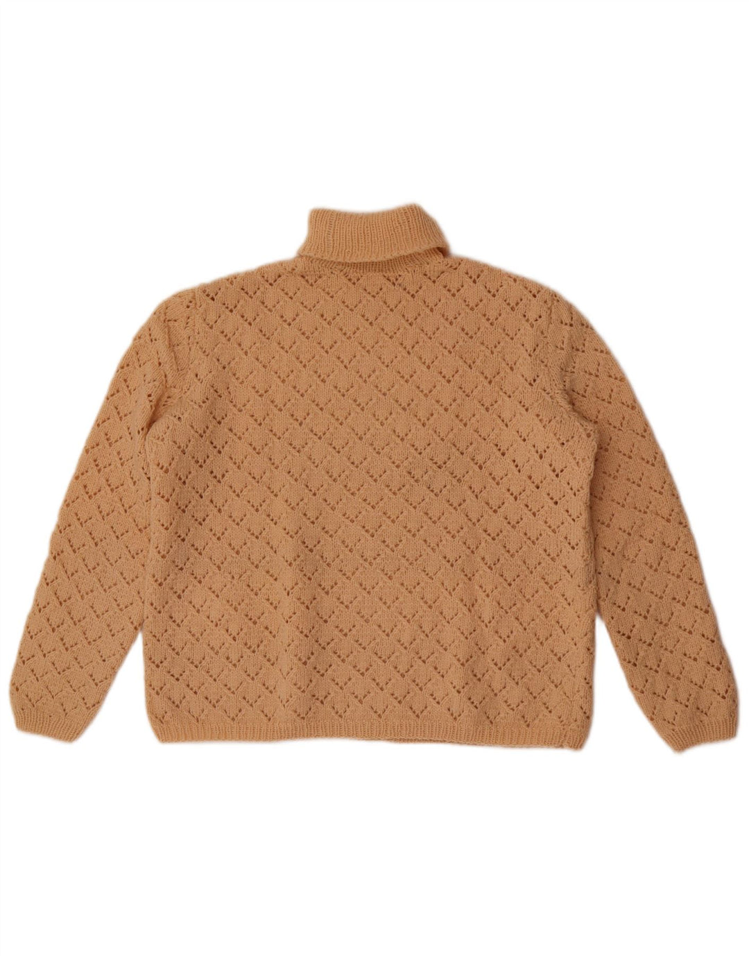 Vintage Womens Roll Neck Jumper Sweater UK 14 Medium Beige