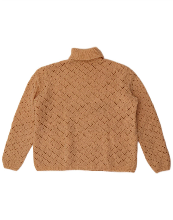 Vintage Womens Roll Neck Jumper Sweater UK 14 Medium Beige