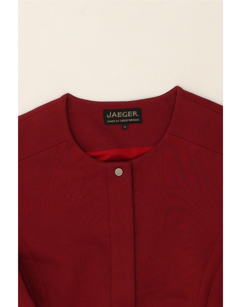 JAEGER Womens Crop Blazer Jacket UK 14 Large Red Viscose | Vintage Jaeger | Thrift | Second-Hand Jaeger | Used Clothing | Messina Hembry 