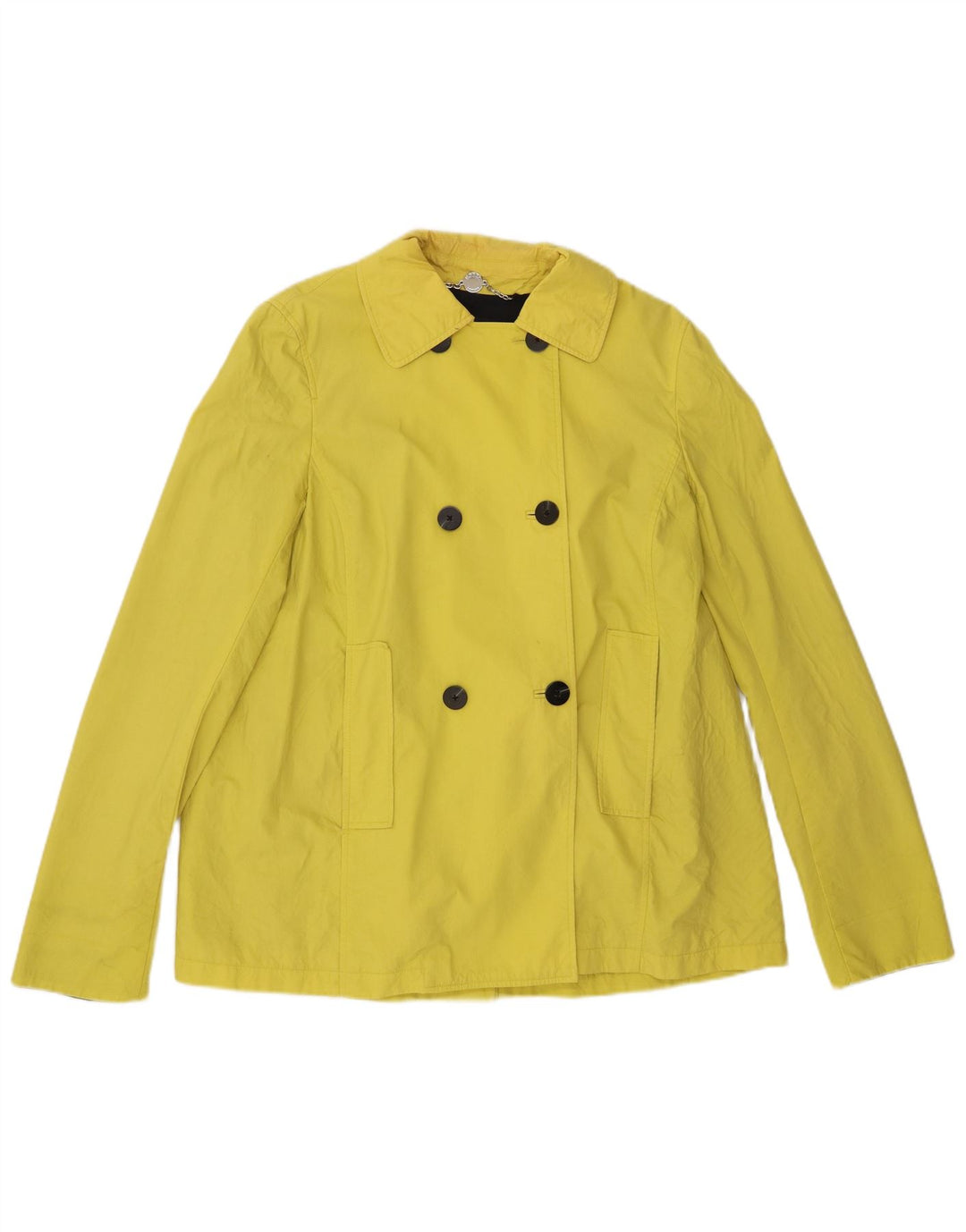 Hobbs Womens Pea Coat UK 12 Medium Yellow Cotton