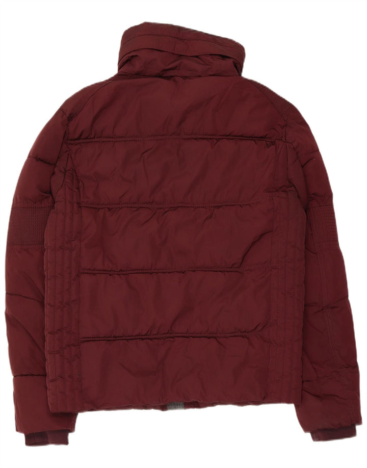 Zara Mens Padded Jacket UK 38 Medium Maroon Polyester