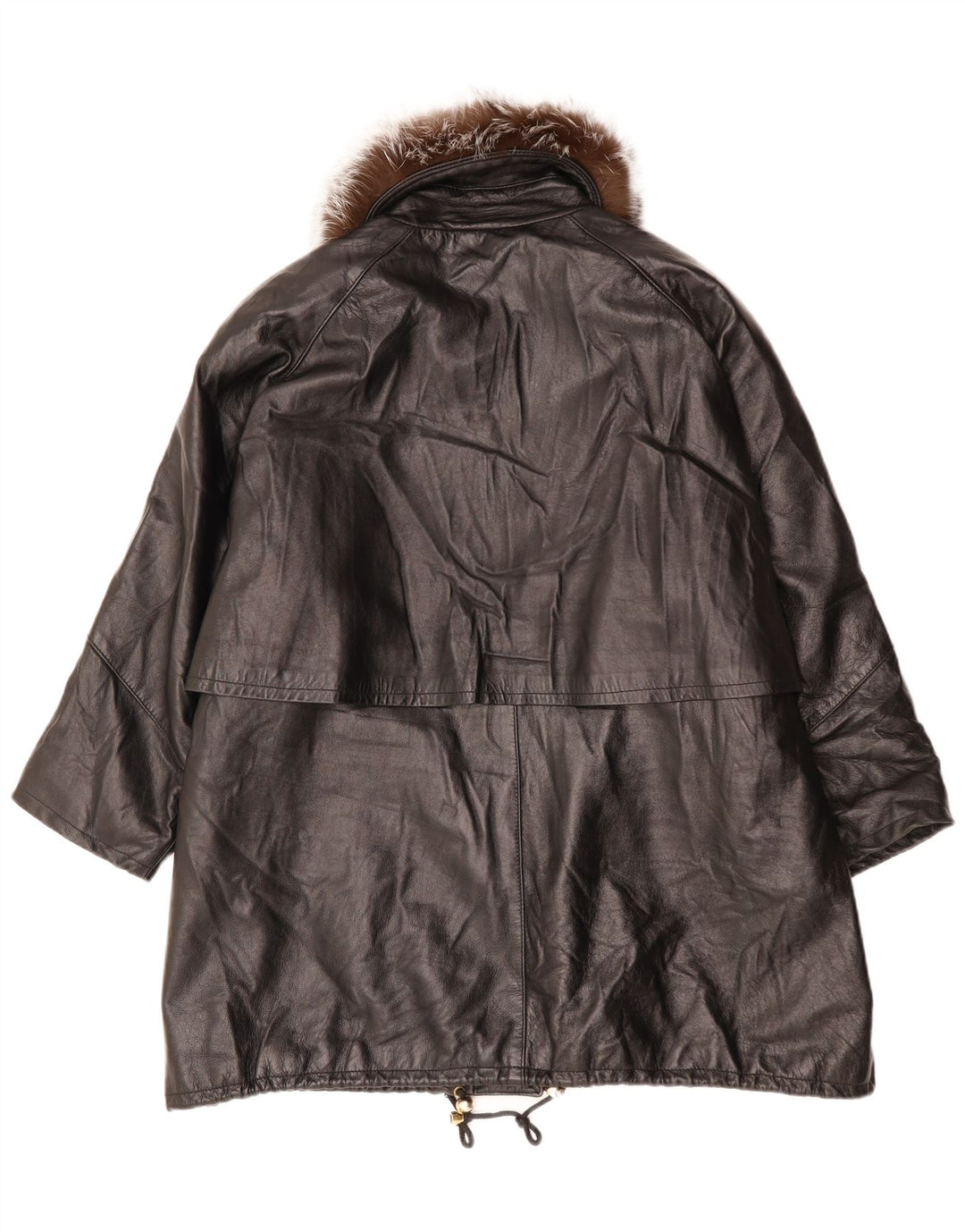 PAUL & WITE Womens Leather Coat UK 20 2XL Black Leather