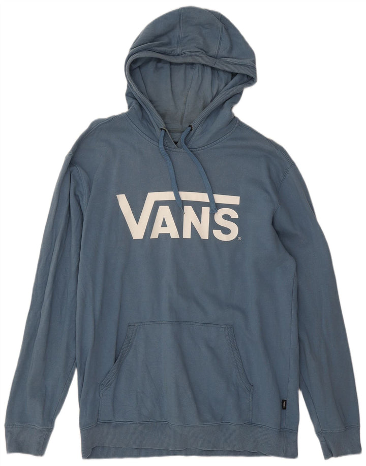 Vans Mens Graphic Hoodie Jumper Large Blue Cotton