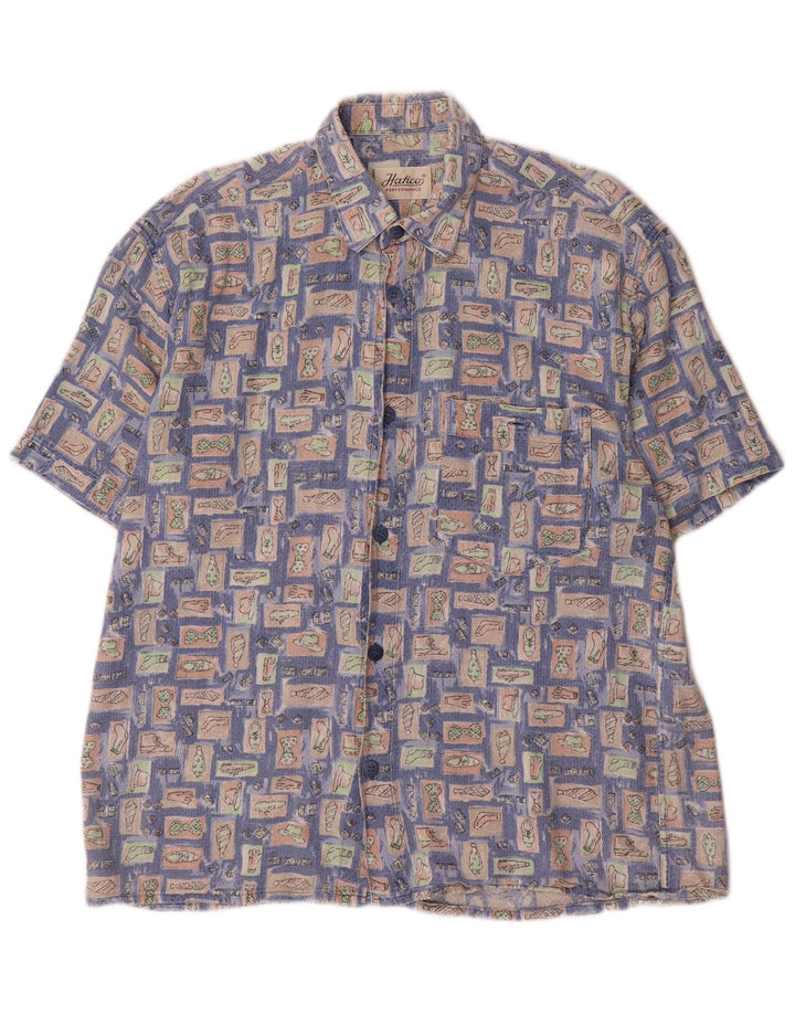 HATICO Mens Short Sleeve Shirt Large Blue Geometric