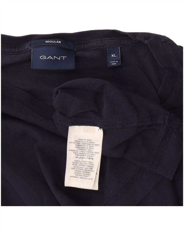 Gant Mens Regular T-Shirt Top XL Navy Blue Cotton