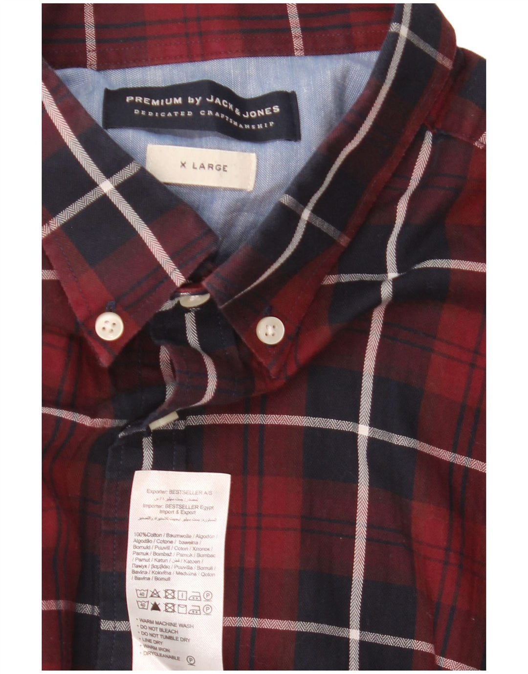 Jack & Jones Mens Shirt XL Burgundy Check Cotton