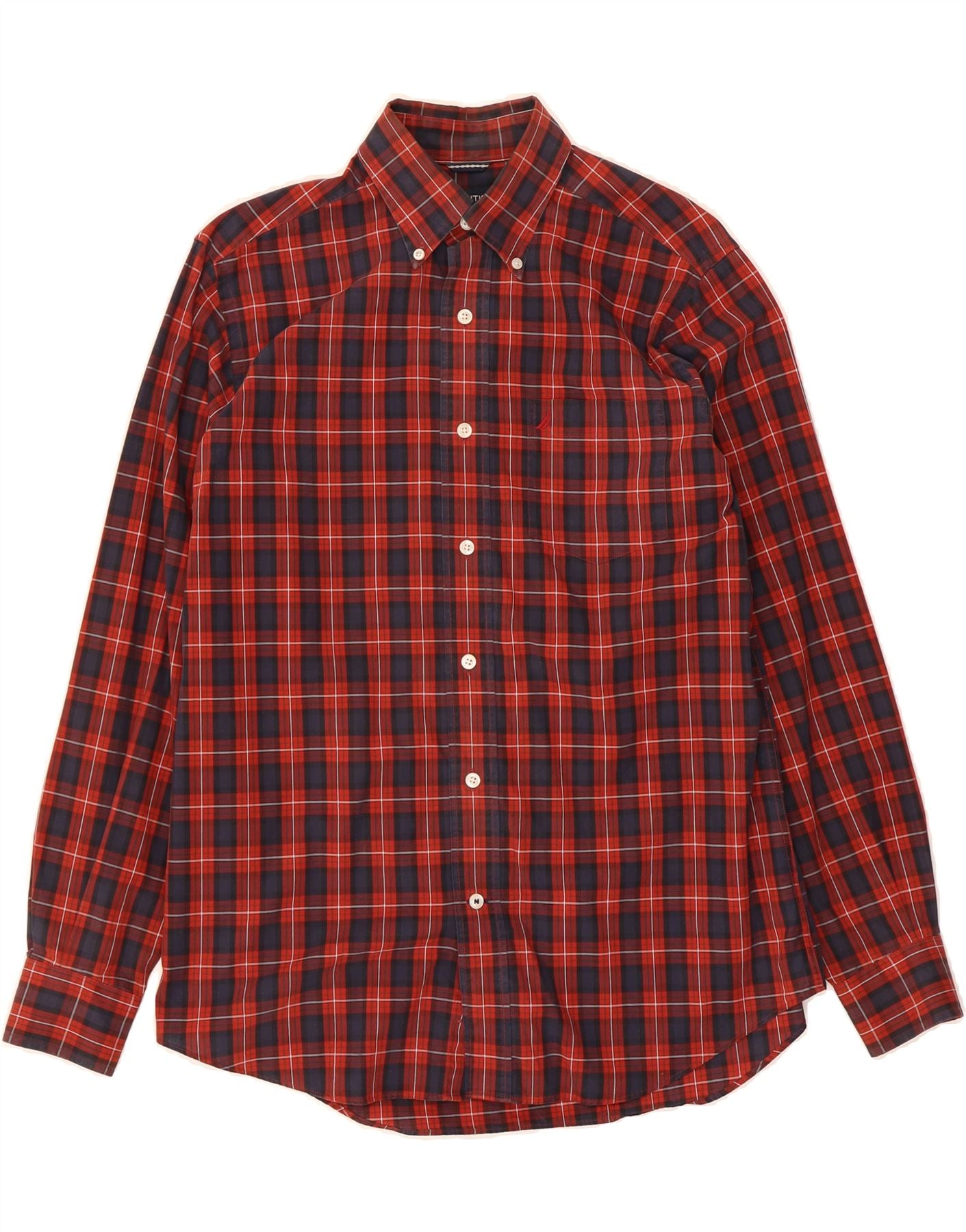 NAUTICA Mens Shirt Small Red Check Cotton Vintage Second-Hand - Main Image