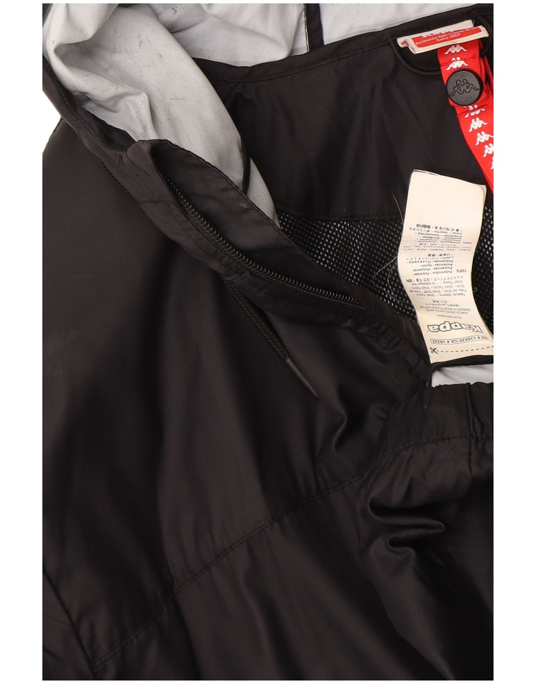 Kappa Mens Hooded Rain Jacket UK 42 XL Black Polyamide