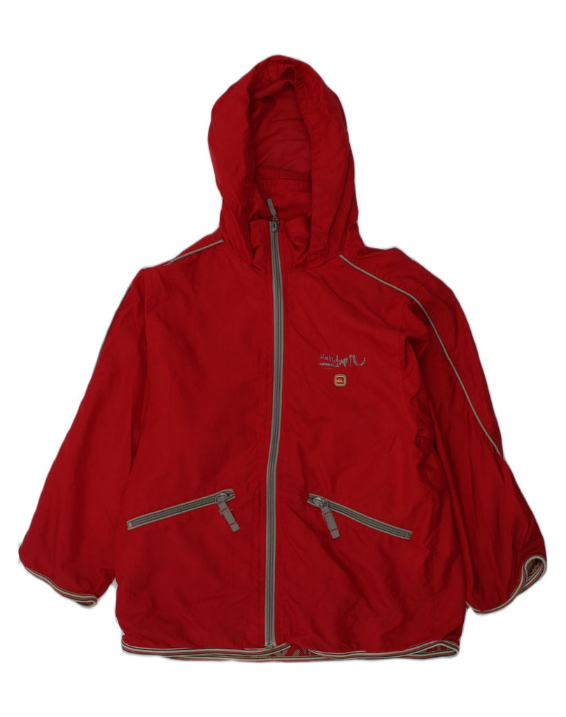 QUIKSILVER Boys Graphic Hooded Rain Jacket 7-8 Years Red Polyester | Vintage Quiksilver | Thrift | Second-Hand Quiksilver | Used Clothing | Messina Hembry 