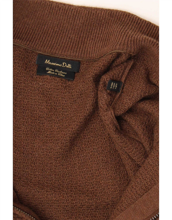 Massimo Dutti Mens Cardigan Sweater Large Brown Cotton