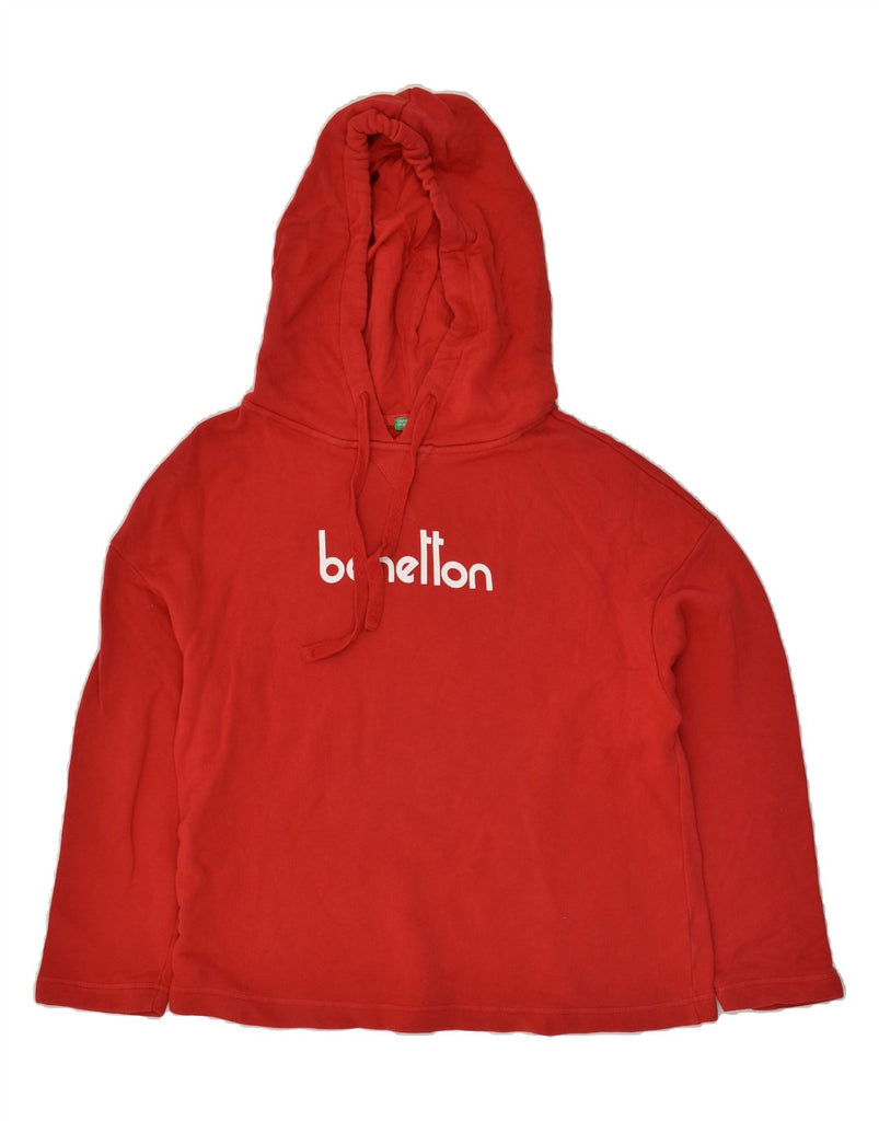 BENETTON Womens Graphic Hoodie Jumper UK 16 Large Red Cotton | Vintage Benetton | Thrift | Second-Hand Benetton | Used Clothing | Messina Hembry 