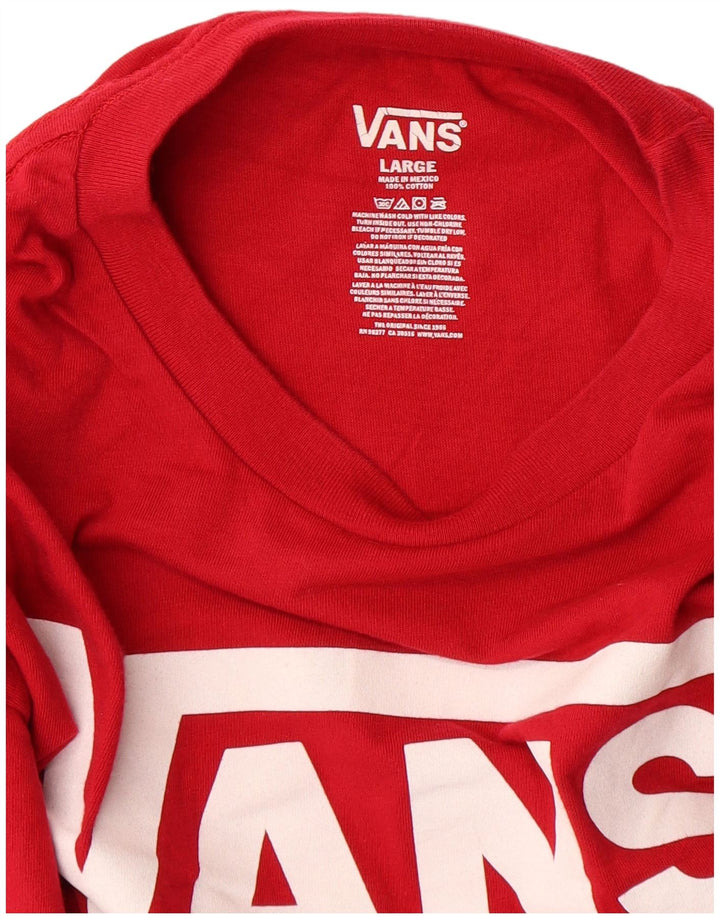 Vans Boys Graphic Top Long Sleeve 12-13 Years Large Red Cotton