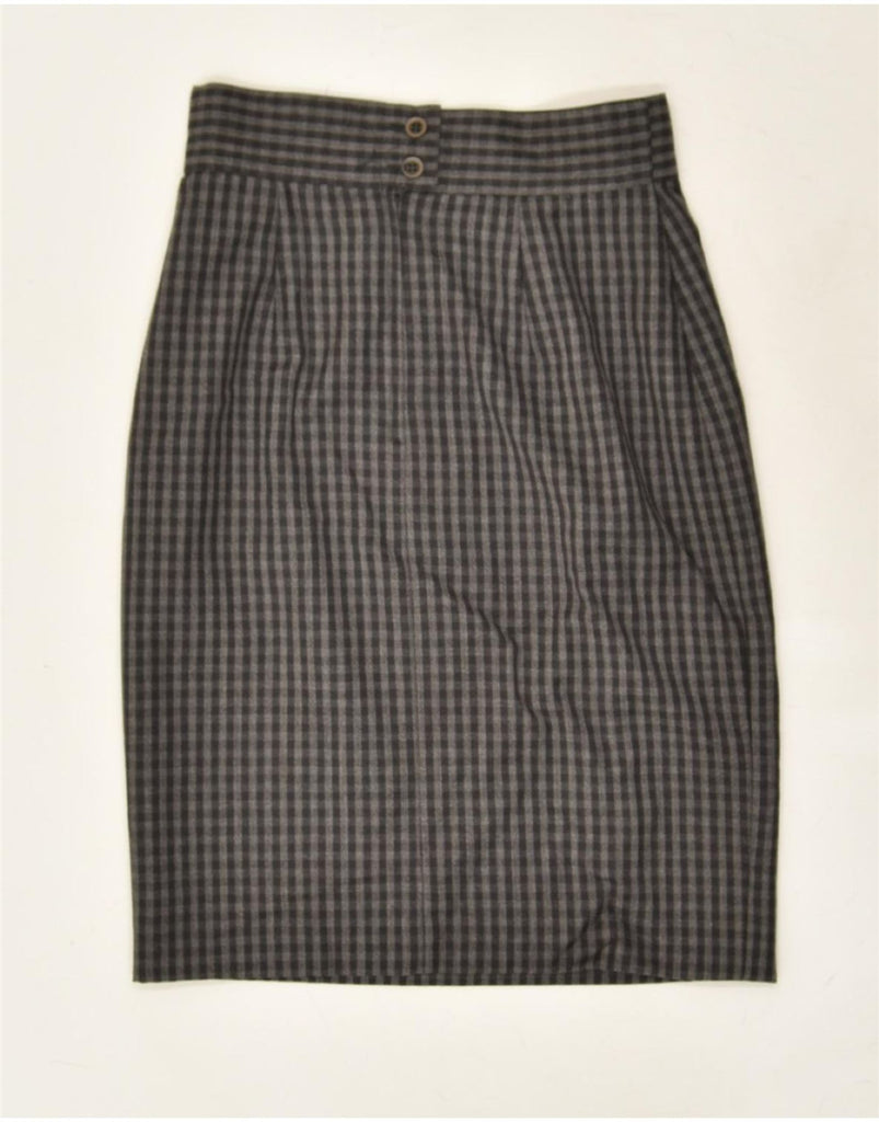 SPORTMAX Womens Pencil Skirt UK 12 Medium W28 Grey Gingham Virgin Wool | Vintage Sportmax | Thrift | Second-Hand Sportmax | Used Clothing | Messina Hembry 