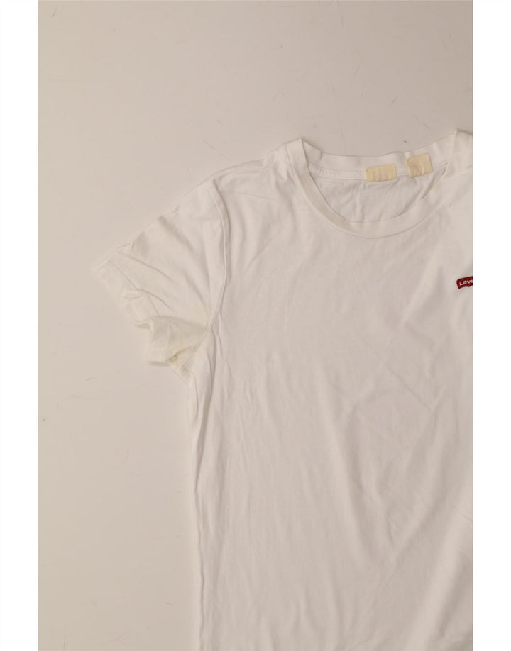 LEVI'S Womens T-Shirt Top UK 12 Medium White Cotton Vintage Levi's and Second-Hand Levi's from Messina Hembry 
