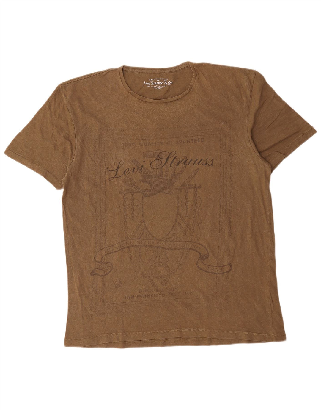 Levi's Mens Graphic T-Shirt Top XL Brown Cotton