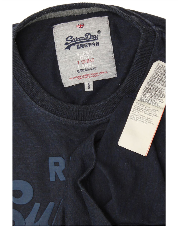 SUPERDRY Mens Graphic T-Shirt Top XS Navy Blue Cotton