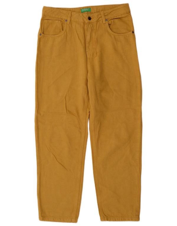 Benetton Mens Tapered Jeans W32 L28 Yellow Cotton