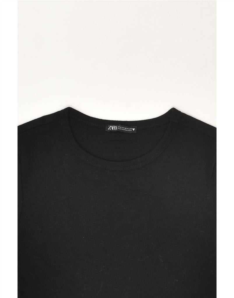 ZARA Womens Crop T-Shirt Top UK 12 Medium Black Cotton | Vintage Zara | Thrift | Second-Hand Zara | Used Clothing | Messina Hembry 