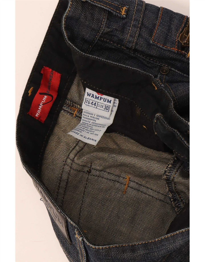 Wampum Mens Slim Jeans W30 L34 Navy Blue Cotton