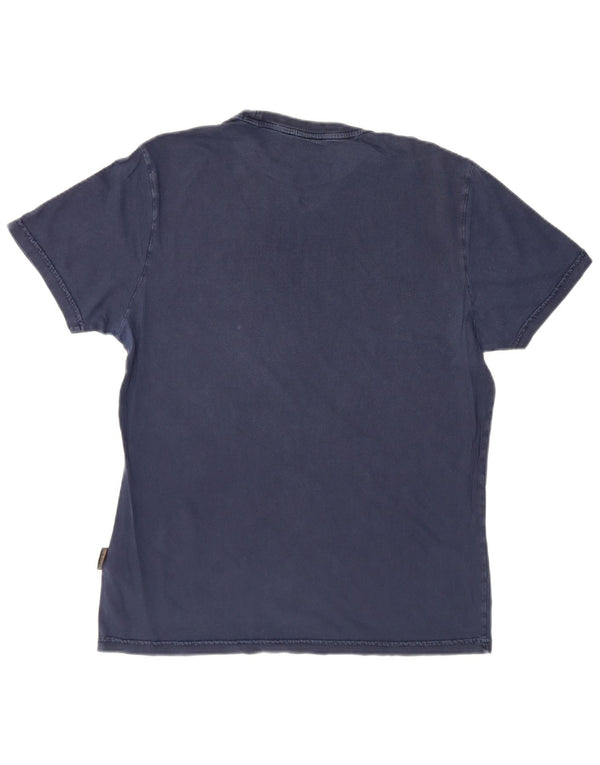 Napapijri Mens T-Shirt Top Large Navy Blue Cotton