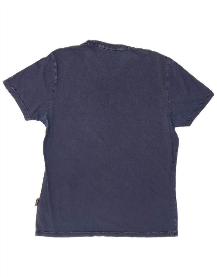 Napapijri Mens T-Shirt Top Large Navy Blue Cotton