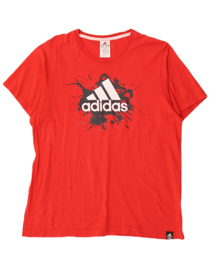 Adidas Mens Graphic T-Shirt Top Large Red Cotton